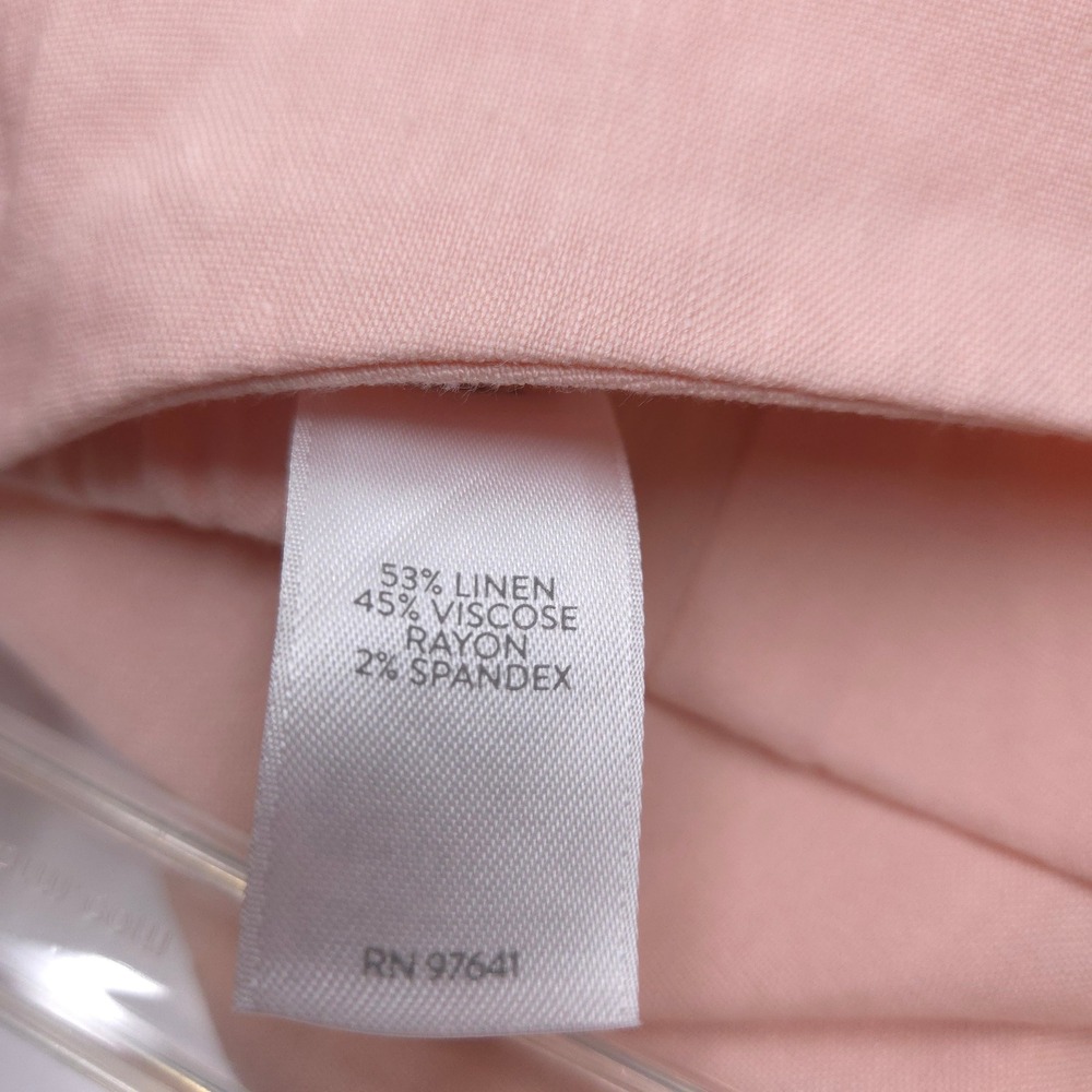 J.Jill Linen Stretch Pants Women Size M Peach Pull-On Side Slit Trousers - Picture 6 of 9